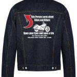 Open Your Eyes And Save A Life Biker Denim Jacket