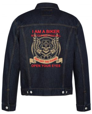 Open Your Eyes Biker Denim Jacket