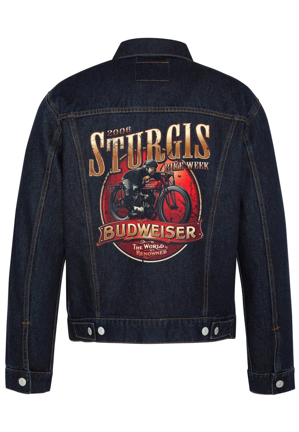 Swiggy Rider Jacket Design Sturgis Bike Week Budweiser Biker Denim Jacket | Swag Shirts