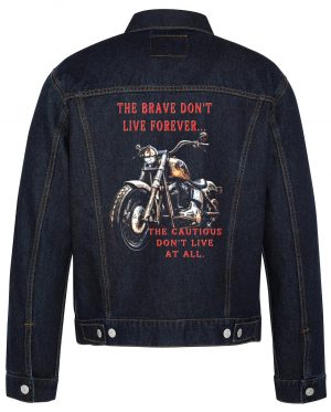 The Brave Don't Life Forever Biker Denim Jacket