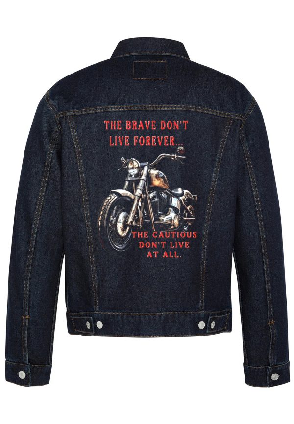 The Brave Don't Life Forever Biker Denim Jacket