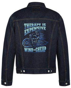 Therapy Is Expensive Biker Denim Jacket