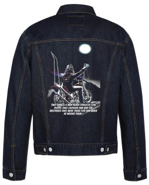 Two Things A Man Never Forgets Biker Denim Jacket