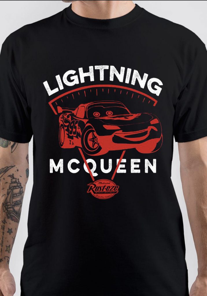 T-shirt Vintage Lightning McQueen - Modèle Unisexe Adulte, Coton, Manches Courtes, Marque Gildan