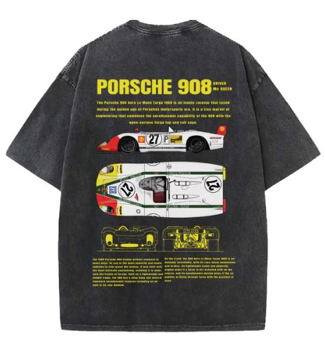 PORSCHE 908 Acid Wash Oversized T-Shirt - Image 3