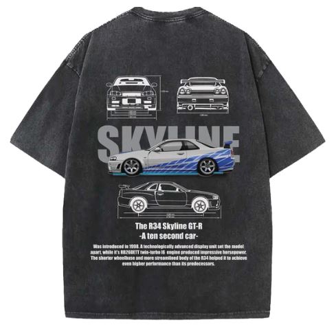 SKYLINE Acid Wash Oversized T-Shirt - Image 3