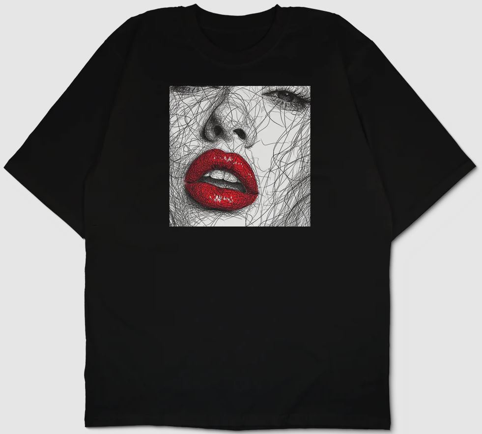 Red Lips Oversized T-Shirt