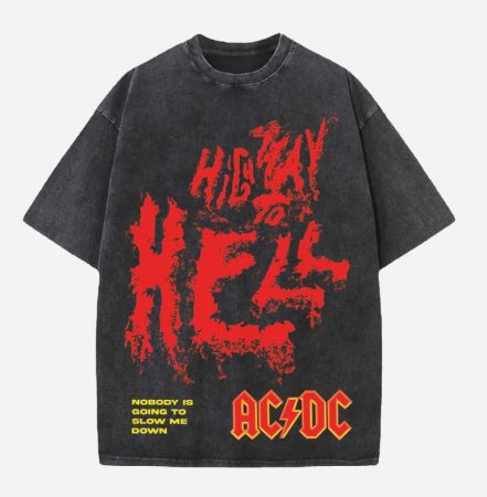 AC DC Acid Wash Oversized T-Shirt