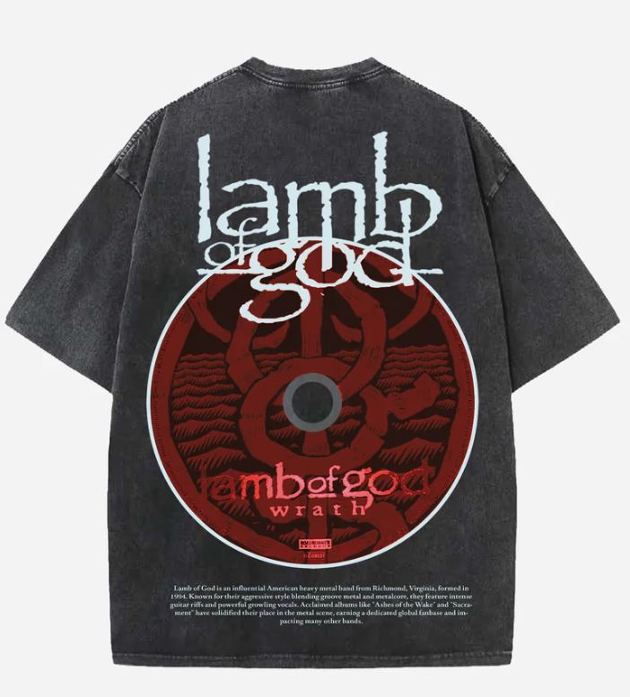 Lamb Of God Acid Wash Oversized T-Shirt - Image 2