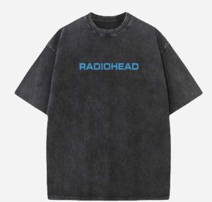 Radio Head Acid Wash Oversized T-Shirt
