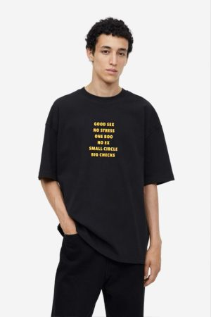 Good Sex No Stress One Boo No Ex Small Circle Big Checks Oversized T-Shirt