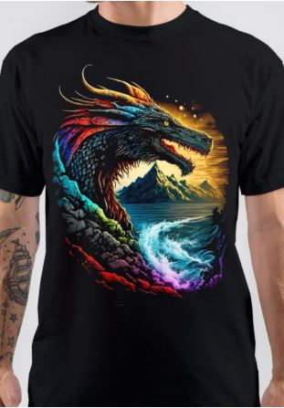 Dragon Half Sleeve Black T-Shirt