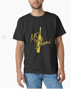 Ms Dhoni Half Sleeve Black T-Shirt