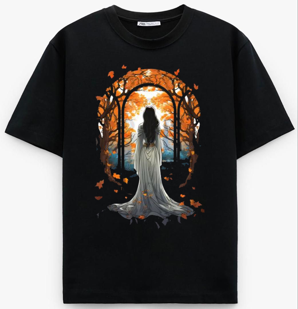Elven Maiden in a Luscious Garden - Fantasy T-Shirt