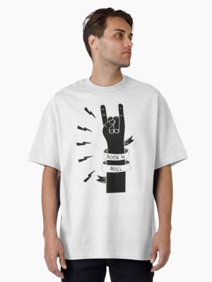 Rock n Roll Hand Design Oversized T-Shirt