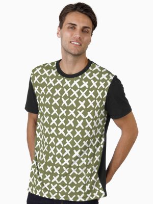 Lines and obliques Joining together in geometric imperfection to create a faux Crosstitch pattern Graphic T-Shirt
