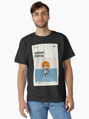Valtteri Bottas Modern Mid Century Poster Printed T-Shirt