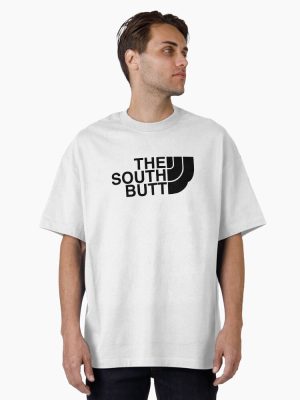 Black Text - The South Butt (Outdoor brand logo) Oversized T-Shirt