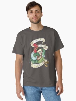 Alan-A-Dale Rooster : OO-De-Lally Golly What A Day Tattoo Watercolor Painting Robin Hood Printed T-Shirt