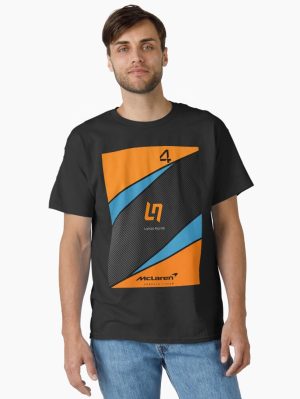 F1 2025 Lando Norris carbon fibre Black, blue and orange  Classic T-Shirt