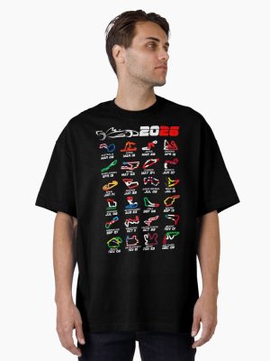 Calendar Formula race cars 2026 circuits colors v2 Oversized T-Shirt