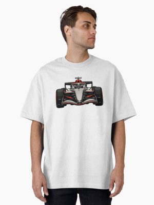 Formula One Grey & Red Race Car – Front View Oversized T-Shirt