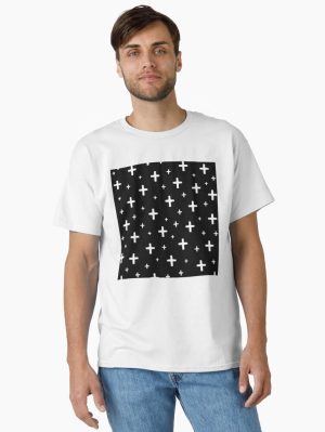 White Crosses with black background Classic T-Shirt
