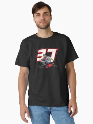 Pedro Acosta #37 3D Shark RED KTM MotoGP Tiburon Name Logo Black printed T-Shirt