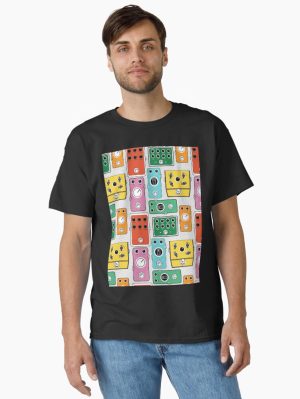 Colorful generic guitar pedal Pattern design in pastel colors and retro textures Printed T-Shirt
