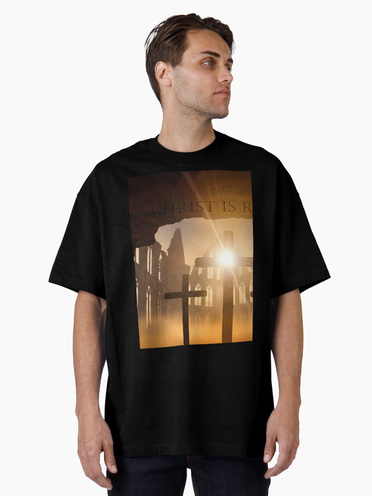 Christ is Risen Easter Scene Oversized T-Shirt
