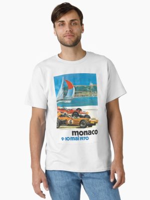 1970 Monaco Grand Prix Racing Poster Printed T-Shirt