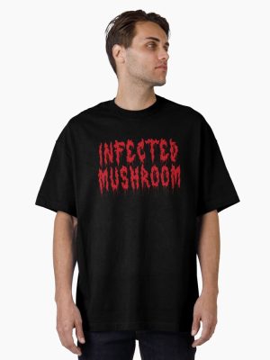 Infected Mushroom Metal Font Oversized T-Shirt