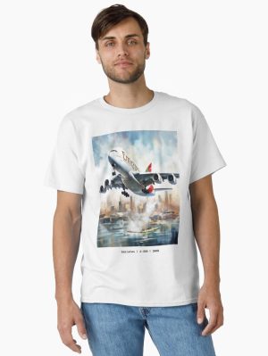 Emirates A380 Airbus Superjumbo Aircraft Illustration Aviation Wall Art Classic T-Shirt