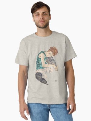 HD Seated Woman With Legs Drawn Up , by Egon Schiele - HIGH DEFINITION Classic T-Shirt