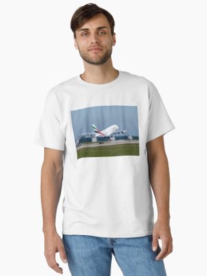 MAN to DXB Emirates Airbus A380-861 Classic T-Shirt