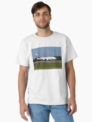 MAN to DXB Emirates Airbus A380-861 Classic T-Shirt