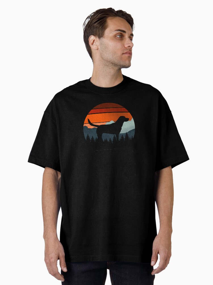 Cool Vintage Sky Mountains Wilderness Labrador Dog Gift Oversized T-Shirt
