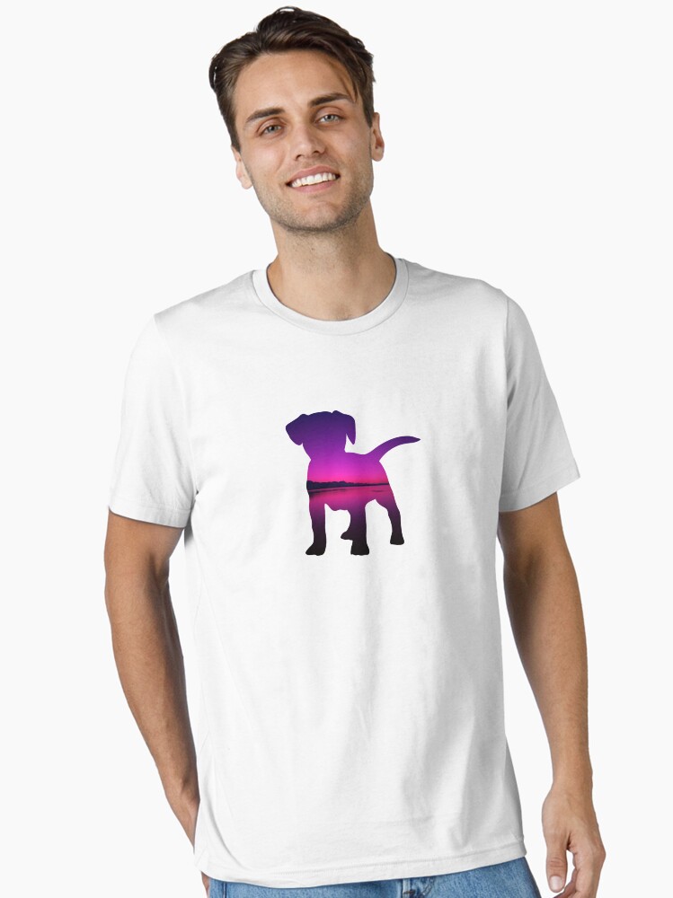 Colorful Sea Mountain Sky Sunset Dog | Cute Puppy Essential T-Shirt
