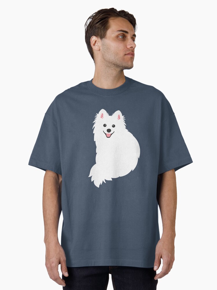 Fluffy White Puppy Dog Clouds - Sky Blue Spitz/Pomeranian Oversized T-Shirt