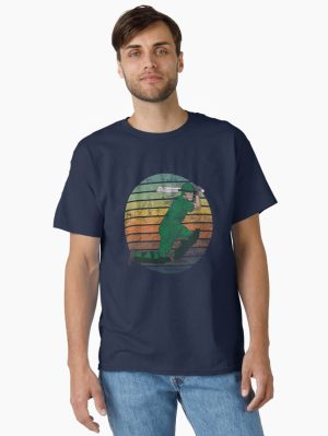Cricket Player with vintage sunset grunge texture  Classic T-Shirt