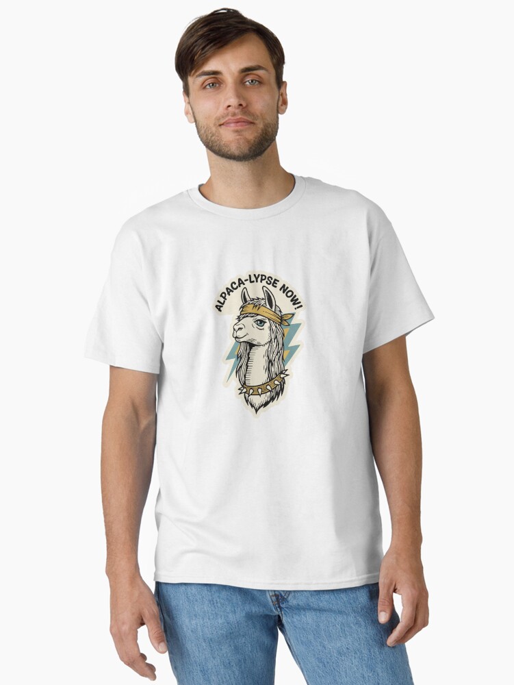 "Alpaca-lypse Now" Funny Tough Alpaca Pun Retro Action Parody Classic T-Shirt