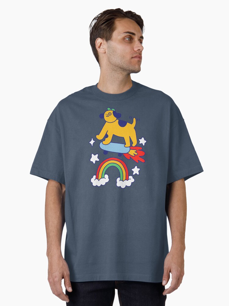 Dog Flying On A Skateboard Oversized T-Shirt