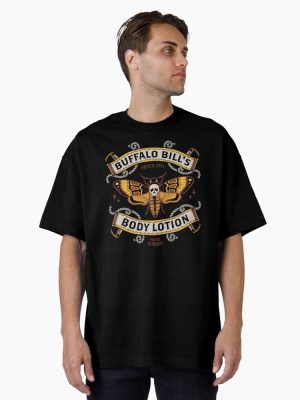 Buffalo Bill's Body Lotion - Death's Head Moth - Horror - Distressed Vintage Tattoo Oversized T-Shirt