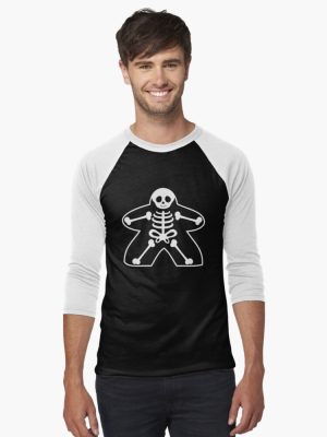 Meeple X-ray Black Baseball ¾ Sleeve T-Shirt
