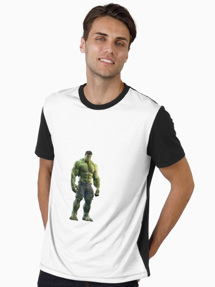 Powerful Green Muscle Hulk, Unique Superhero Character Design, Cool Graphic for Fans Graphic T-Shirt
