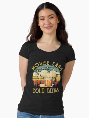 Mouse Ears And Cold Beers, funny beer vintage Fitted Scoop T-Shirt