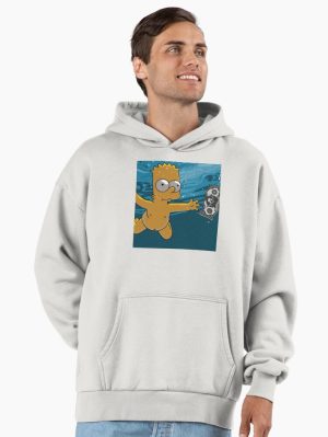 Bart Simpson Chasing Money Nirvana Cover Album Cover Premium Oversized Hoodie