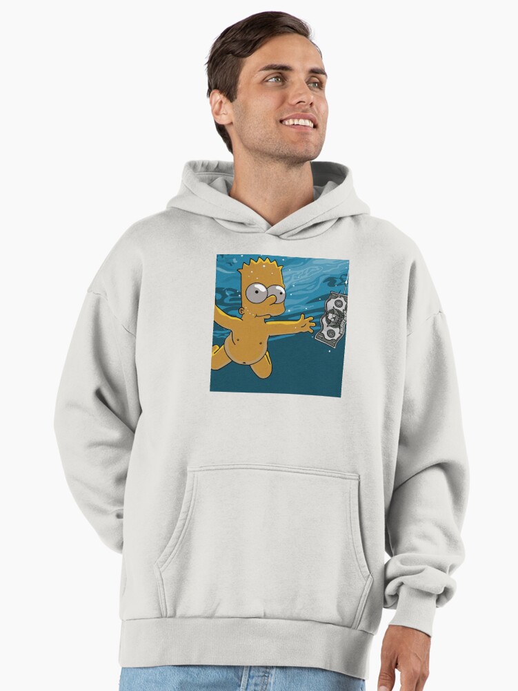 Bart Simpson Chasing Money Nirvana Cover Album Cover Premium Oversized Hoodie
