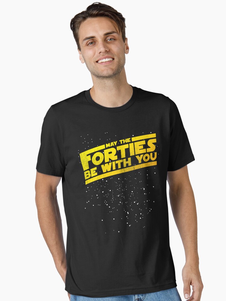 May The Forties Be With You Vintage 40th Birthday Distressed Star Illustration Essential T-Shirt