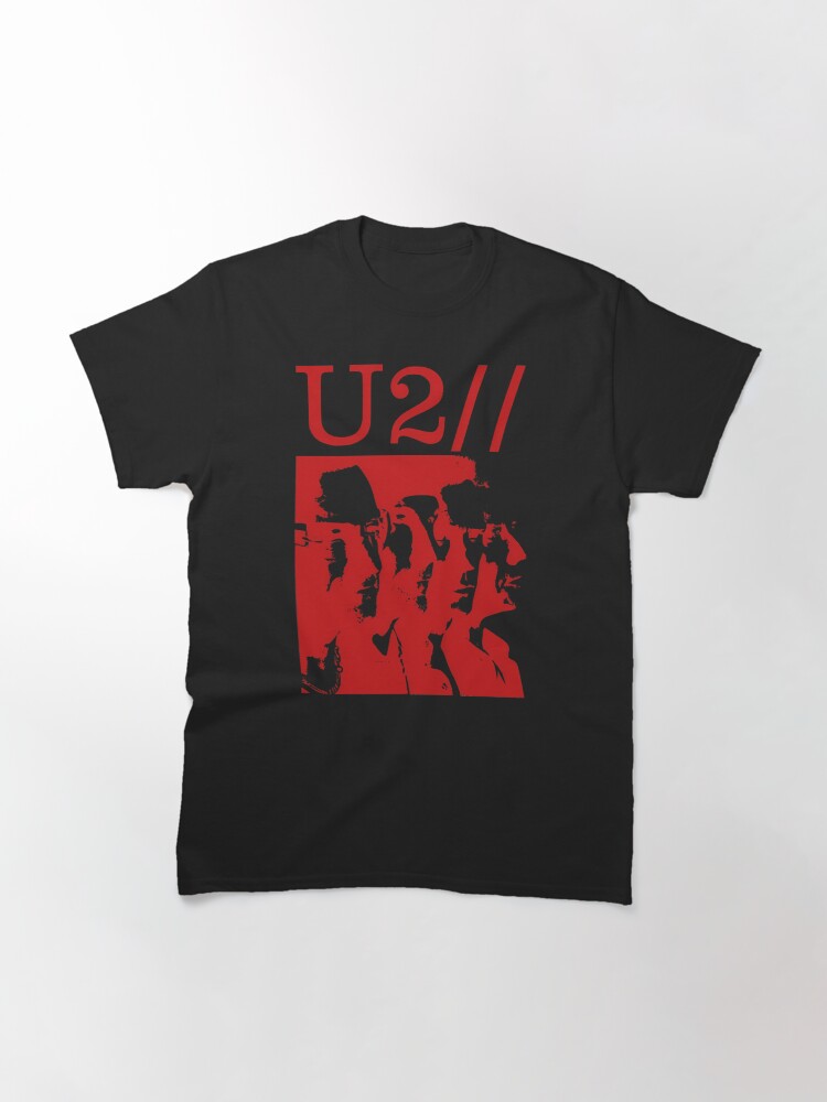 Four Men Close Up Portraits Red High Contrast Classic T-Shirt